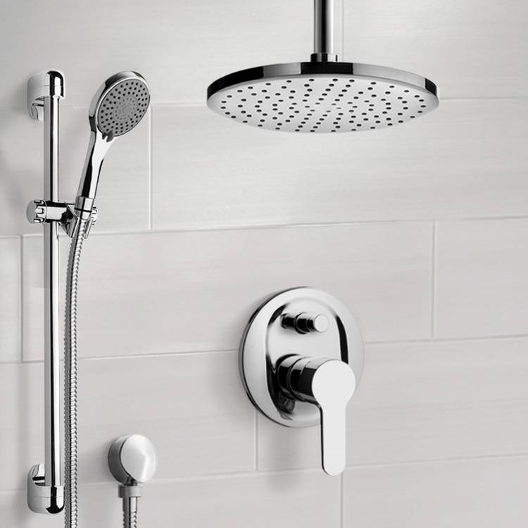 Remer SFR48-8 Chrome Shower Set with 8 Inch Rain Ceiling Shower Head and Hand Shower